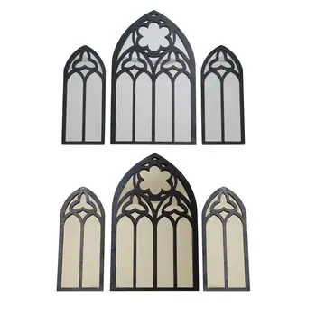 3ks Gotický Zrkadlá Stenu Decor Starožitné Arch Zrkadlá Vintage Klenuté Nástenné Zrkadlá pre Spálne, Obývacia Izba, Kúpeľňa Domova