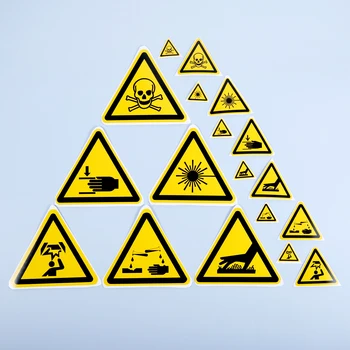 5 ks Trojuholník Výstražný symbol Samolepka Alarm Logo značky Pozor Bolí Kúrenie Korózii Jed Laser Nárazom Lepidlo 2.5/5/10 cm