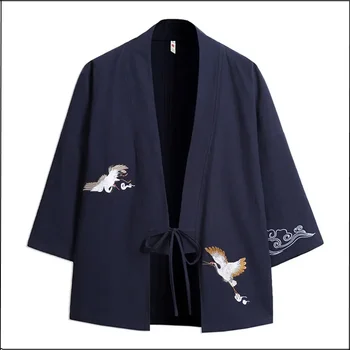 Muži Ženy Cardigan Čínsky Drak Tradičného Japonského Odevu Ázijské Oblečenie Samuraj Žeriav Japonskom Štýle Kimono Haori Kabát