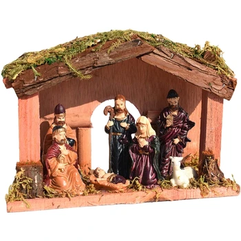 Vianočné Betlehemy Jasliach Figúrka Živice Narodenia Socha Náboženské Ornament Ježiš