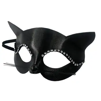 Čierna Mačka Maska s Fúzov Jemné, Elegantné Polovicu Tváre Masku, Kostým, Rekvizity Halloween Fáze Výkony Maškarný Party