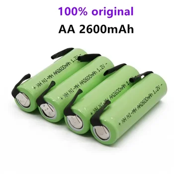 100% Nový, Originálny AA Nabíjateľné Batérie 1.2 V 2600mAh AA NiMH Batérie s Spájky Kolíky pre DIY Elektrický Holiaci strojček kefka Hračky