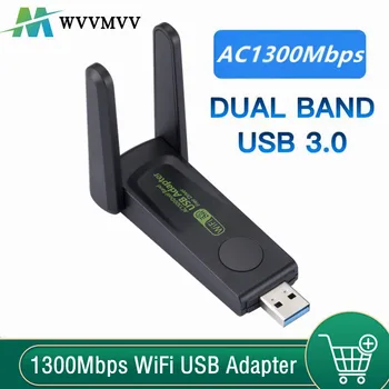 1300Mbps WiFi USB Adaptéra Dual Band 2.4 G/5 ghz Wi-Fi Dongle 802.11 AC Silný Antény, Bezdrôtový Prijímač Pre PC, Notebook Ovládač Zadarmo