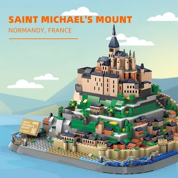 1392PCS Mont-Saint-Michel Francúzska Stavebné Bloky, Svete Slávny Architektúry Tehly Mesto, Výhľad na Ulicu Hračky Pre Deti, Chlapec Dary