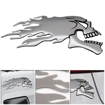 2 Ks/Pár Halloween 3D Silver Chrome Ghost Lebka Hlavy Auto, Motocykel, Auto Nálepky, Auto Styling Dekorácie Znak odtlačkový aršík Nálepiek
