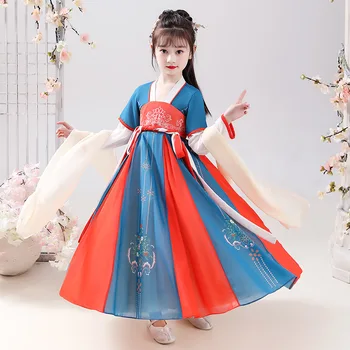 2021 Baby Girl Dress Hanfu Tradičné Dievčatá Fáze Výkonu Šaty Batoľa Čínske Dievčatá V Krojoch Orientálna Čínska Štýl