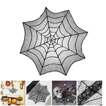 30inchBlack pavučina Čipky Plášť Halloween Obrus Halloween Party Domov Dekoratívne obrus Pozadí Decorati FBE3