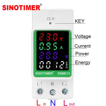 4IN1 SINOTIMER AC 110V 220V 100A, Napätie Prúd KWH Elektrickej energie monitor meter VOLT AMP voltmeter ammeter Wattmeter din lištu