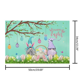 4pcs Veľkonočné Prestieranie Bavlna Bielizeň žiaruvzdorné Stolný Podložky Non-Slip Happy Easter Bunny Gnome Vajcia Placemat pre Dovolenku M68E