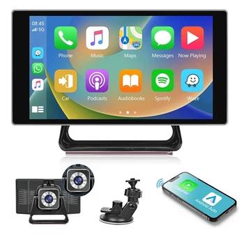 5 Palcový Prenosný autorádia S Pomlčkou Cam Bezdrôtový Carplay Android Auto Jazdy Záznamník Bluetooth FM Cúvaní Kamera Jednoduché Použitie