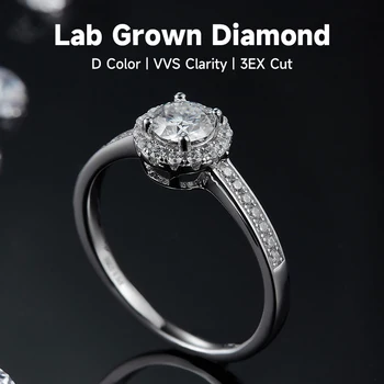 925 Sterling Silver CT 0.5 D VVS Lab Pestuje Diamantový Prsteň dámske Luxusné Zapojenie snubný Prsteň Valentína Darček pre Ženu