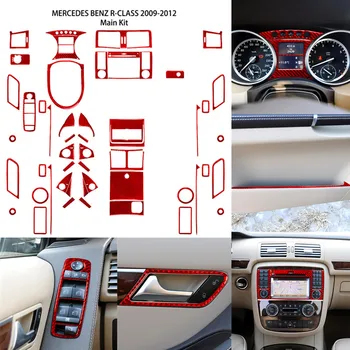 Auto Dekorácie Interiéru Červená Karbónová Nálepka Pre Mercedes R Trieda-2009-2012 Styling Príslušenstvo
