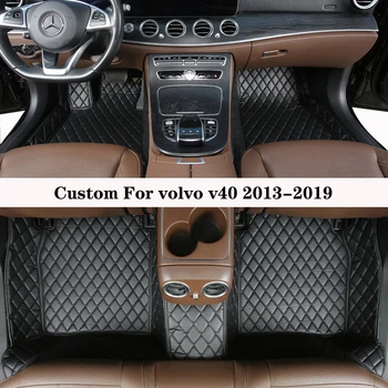 Auto Rohože Pre Volvo V40 2013 2014 2015 2016 2017 2018 2019 Non-Slip Žena Luxusné Kožené Celý Set Interiéru Auto Príslušenstvo