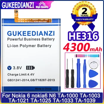 Batéria 4300mAh pre Nokia 6 Nokia6 TA-1000 TA-1003 TA-1021 TA-1025 TA-1033 TA-1039 HE316 Smartphone Batériu, + Trať Č.