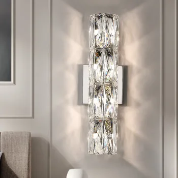 Crystal Stenu Spálne Sconces Osvetlenie Chrome Krytý Krásne Sklenené Nástenné Svietidlá, Moderné Elegantné Crystal Wall Mount Lampa