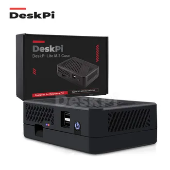 DeskPi Lite Prípade S M. 2 SATA SSD Rozširujúca Doska S Tlačidlom Napájania Chladič S PWM Ventilátor Pre Raspberry Pi 4B