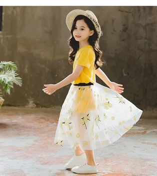 Detské letné 2023 baby girl fashion tlačiť T-shirt sukne dieťa dvoch-dielny kostým princezná 4 6 8 10 12 rokov