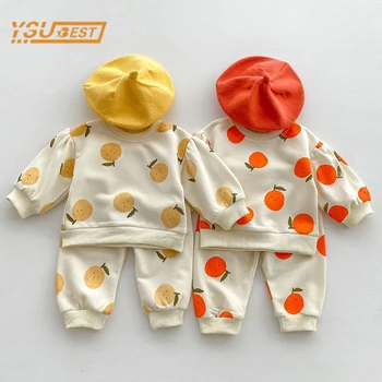 Dieťa Deti, Baby, Dievčatá, Chlapcov Dlhý Rukáv Ovocie Orange Topy + Nohavice Oblečenie Sady Baby Dievča, Chlapec, detské Šaty, Oblek