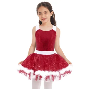 Dieťa Dievčatá Vianočné Tanečné Šaty Bez Rukávov Obleky Balet Tanec Iskrivý Tutu Šaty Balerína Oblečenie Krasokorčuľovanie Tutu Šaty