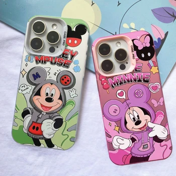 Disney Pár Mickey Minnie pre IPhone 11 12 13 14 15 Pro Max Plus X XS XR 15Pro 7 8 Mini Angel Eyes Transparentné Telefón Prípade