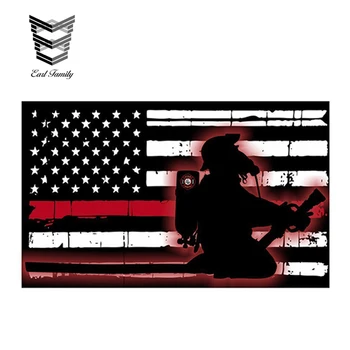 EARLFAMILY 13 cm x 7.8 cm Tenká Červená čiara Hasič Vlajku USA Roztrhané s Kolenách Reflexné Odtlačkový Motorové Vozidlo Príslušenstvo