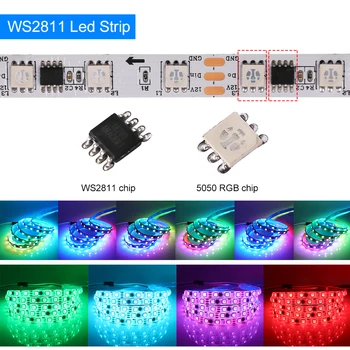 Farebný sen LED Pásy Svetla WS2811 Individuálne Adresovateľné RGBIC DC12V 30/60 Led/m Diódy Pásky Diaľkový ovládač+EU/US Adaptér