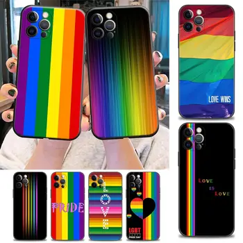 Gay Pride Vlajka Lesbičky LGBT Rainbow Telefón puzdro Pre iPhone 15 11 12 13 14 Pro Max Mini XR Xs SE2020 7 8 Plus Prípade Silikónový Kryt