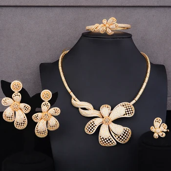 GODKI Luxusné Kvet, List Nigérijský Choker Šperky sady Pre Ženy, Svadobné Kubický Zirkón CZ Dubaj Zlaté Svadobné Šperky Set 2019