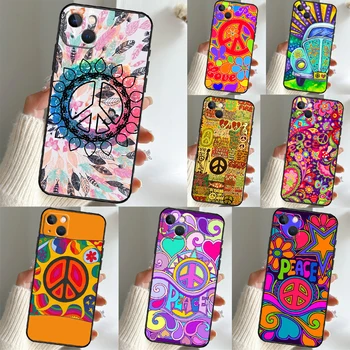 Hippie Hippie Psychedelic Art Mieru Telefónu puzdro Pre iPhone 11 12 13 14 15 Pro Max Mini X XS Max XR 7 8 Plus SE2 Celý Zadný Kryt
