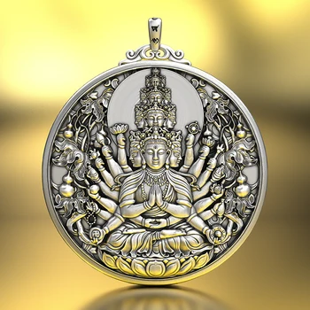 HX Tisíc Rúk Guanyin Prívesok Retro pánske Prívesok Amulet Náhrdelník Benming Buddha Prívesok Párové Prívesky, Náhrdelníky pre Ženy