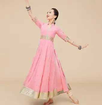 Indický Tanec Šaty Zlato Hodváb Výšivky Šaty dámske Letné tvaru Pás Zmenšuje Víla Šaty