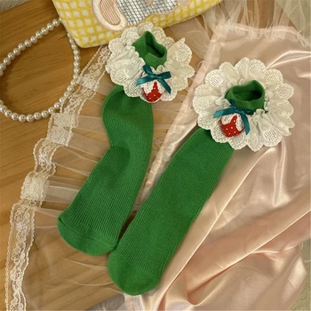 Jahoda Vyšívané Čipky Ponožky Krásne Dievčatá Ponožky Uprostred Trubice Ponožky pre Deti