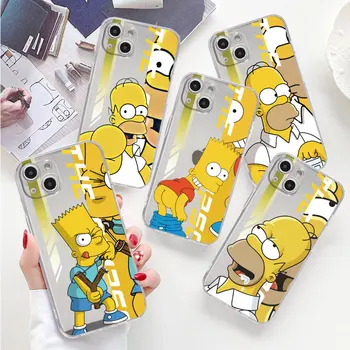 Jasný Prípad Pre Apple iPhone 15 14 11 13 12 Pro 7 8 Plus XR X XS Max 6 6S 13Pro Silikónový Kryt Telefónu Anime Simpsonovci