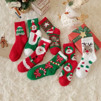 Jesenné a Zimné Hrubé Teplé Coral Velvet Ponožky pre Ženy, Vianočné Japonských Domov Poschodí Ponožky prekročiť Hranice
