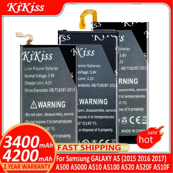 KiKiss Mobilný Telefón Batéria pre Samsung GALAXY A5 (2015 2016 2017) A500 A510 A520 A520F SM A510F SM-A520F