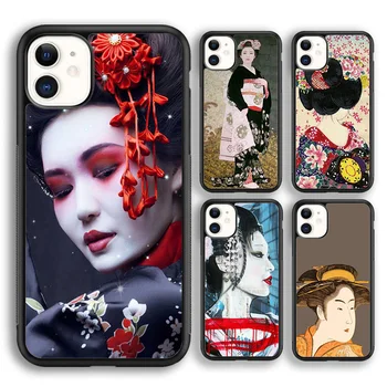 Krajews Japonský Geisha Soft Telefón puzdro Pre iPhone 15 SE2020 14 6 7 8 plus XR XS 11 12 13 pro max coque Shell Fundas