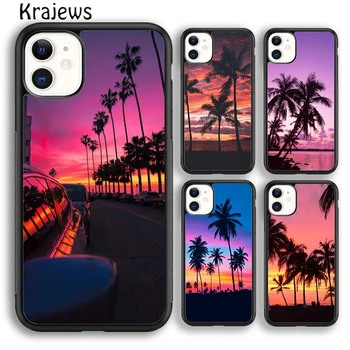 Krajews palma ocean sunset beach Telefón puzdro Pre iPhone 15 SE2020 14 6 7 8 plus XS XR 11 12 mini pro max coque Fundas