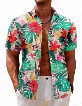 Kvetinový Havajské Košele Kvet 3d Vytlačené Košele pánske dámske Pláži Blúzka Mužov Povolanie Klope Košele Kuba Camisa Oblečenie Muž
