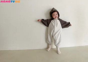 Kórejský Novorodenca Jumpsuit 2023 Jar Jeseň Bavlna s Kapucňou Chlapec je Jeden Kus Oblečenia Bežné Lezenie Oblečenie pre novorodenca dievčatá