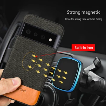 LANGSIDI Tkaniny plátno Muž business Magnetické telefón puzdro Pre Google Pixel 8 6 6A 7 Pro shockproof Ochranný zadný Kryt