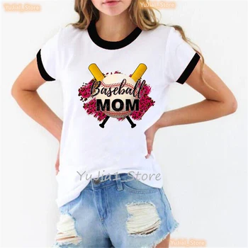 Leopard Baseball Mama Graphci Tlač Tričko Ženy Oblečenie 2024 Letné Módy Krátky Rukáv T Shirt Femme Harajuku Tričko Streetwear