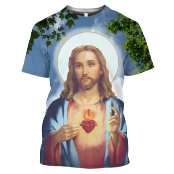 Letné Mužov a Žien 3D Ježiša Krista Vytlačené T-shirt, Náboženské Vzor, Boh, Harajuku Bežné Priedušná Polyesterových Vlákien.