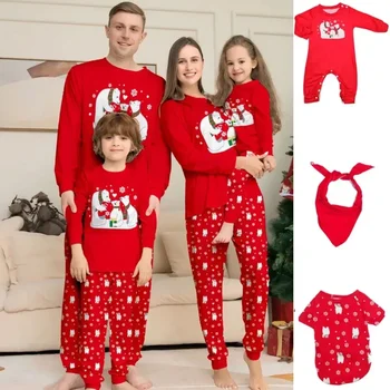 Medveď Tlač Pajama Nastaviť Vianočné Matka Oblečenie Nightgown Nohavice Sleepwear Plavky Vianoce, Rodina, Oblečenie, Vianočné Pyžamo Rodina
