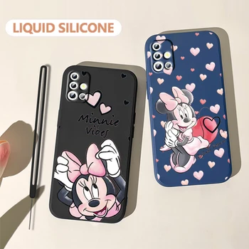Minnie Mouse Ružová Pre Samsung Galaxy A71 A51 A81 A91 A41 A31 A21S A11 A01 A50 A30 A20S 4G 5G Kvapaliny Lano Telefón Prípade Coque Capa