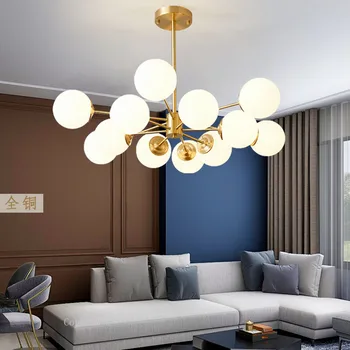Moderná Severská Medi LED Lustre pre Obývacej Izby, Spálne, Jedálne, Kuchyne Strop Prívesok Lampa Gold Brass Závesné Svetlo