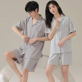 Modálne Oblečenie Páry Pjs Lete Plavky Mužov A Ženy, Mužov Kórejský Zodpovedajúce Cardigan Žena Pre Módne Mäkké Domov Sleepwear