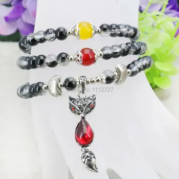 Multicolor Módne Čierne 3Rows Sklenené Korálky Krištáľový Náramok Bangles Strane Reťazca 6 mm Šperky robiť dizajn Pre Ženy, Dievčatá Dary