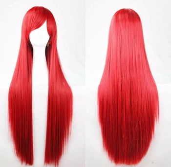 Móda Ženy 80 cm Dlhé Červené Rovné Vlasy, Parochne Kostým Party Anime Cosplay