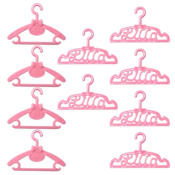 NK 10 Ks/Set Mini Plastové Ružová Bábika Vešiak Roztomilý Šatníku Oblečenie domček pre bábiky s Nábytkom Pre Bábiku Barbie Príslušenstvo Hračky 03D 3X