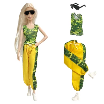 NK Úradný 1 Nastaviť Nové letné oblek pre 1/6 doll: Solárne oko + bez rukávov tričko +nohavice + biele topánky Pre Bábiku Barbie Príslušenstvo